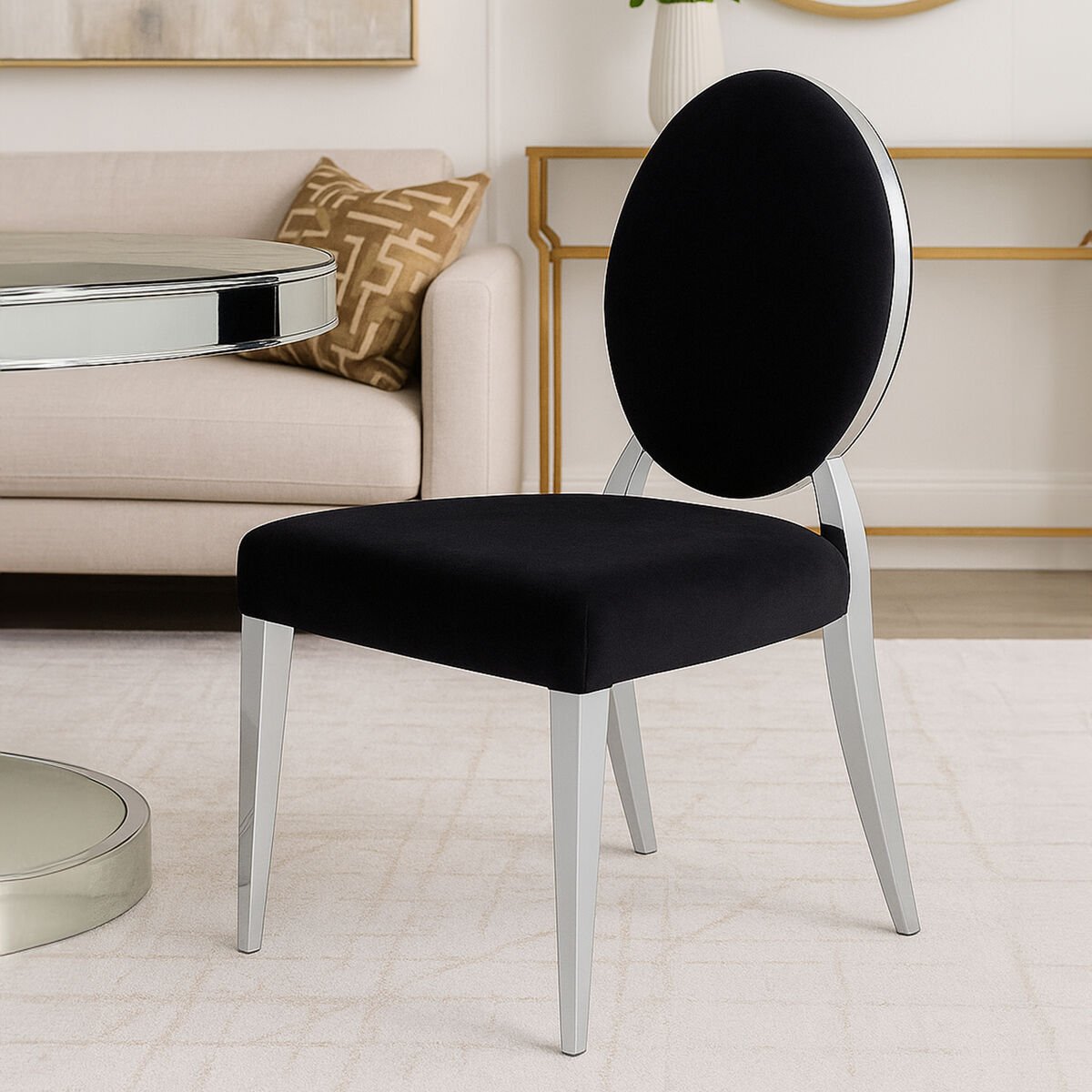 Yasmin Black Velvet And Silver Chair - Bargainia.com - 5018705434223