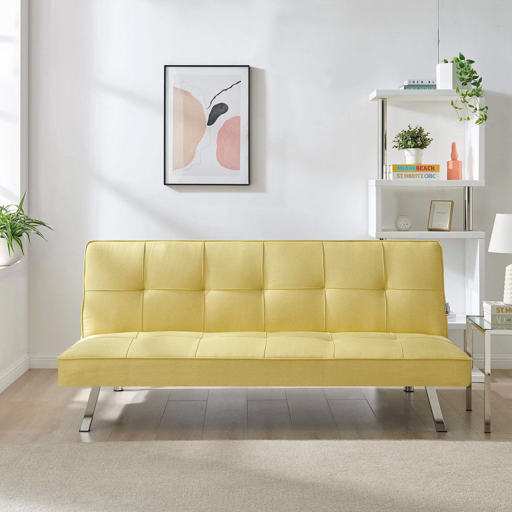 Yellow Click Clack 3 Seater Sofa Bed - Britney - Bargainia.com - 