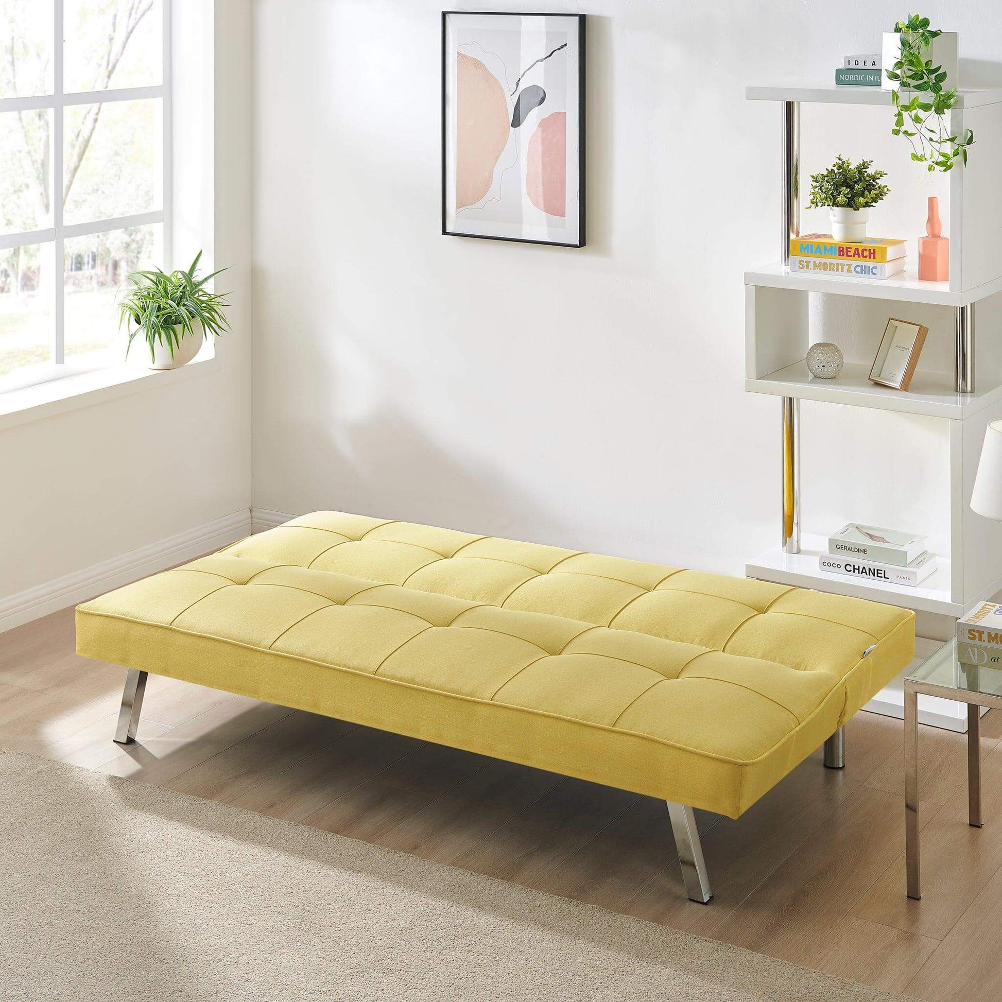 Yellow Click Clack 3 Seater Sofa Bed - Britney Bargainia