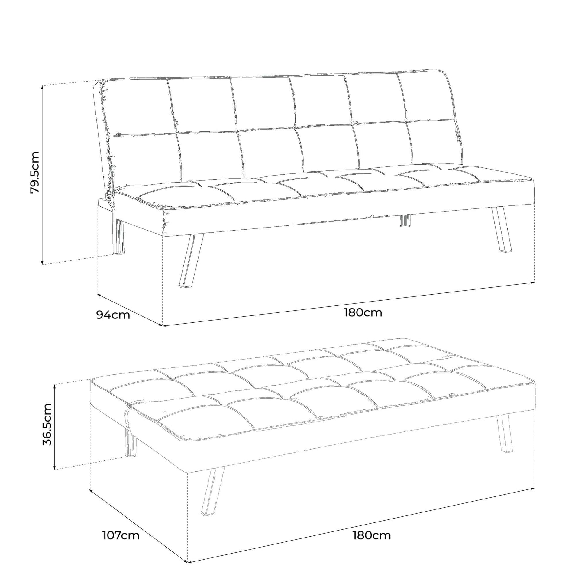 Yellow Click Clack 3 Seater Sofa Bed - Britney Bargainia