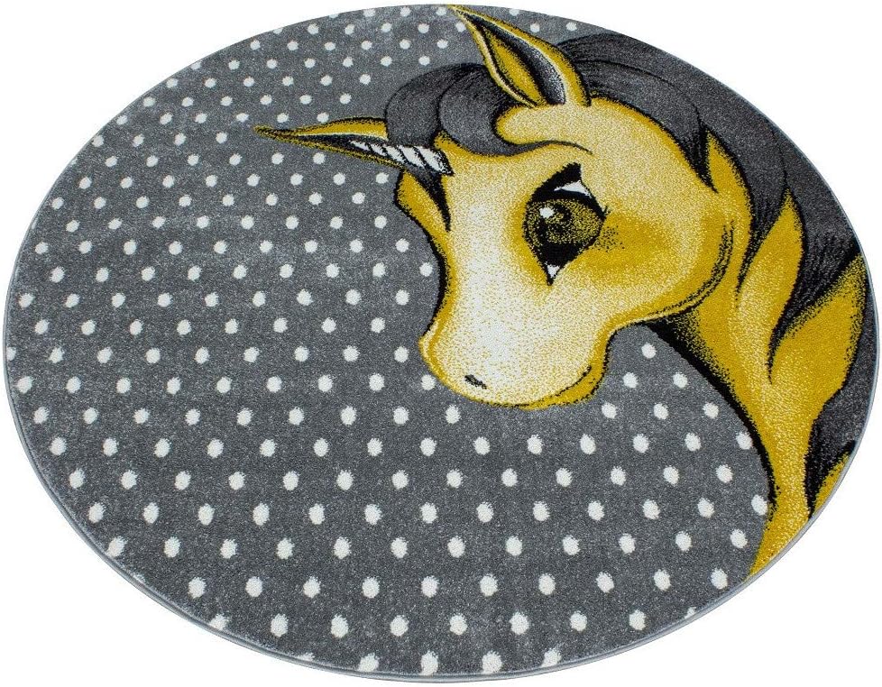 Yellow & Grey Unicorn Rug - Kids Rugs Rug Masters