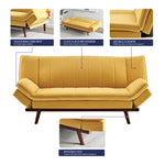 Yellow Velvet 3 Seater Sofa Bed - Mondaine - Bargainia.com - 