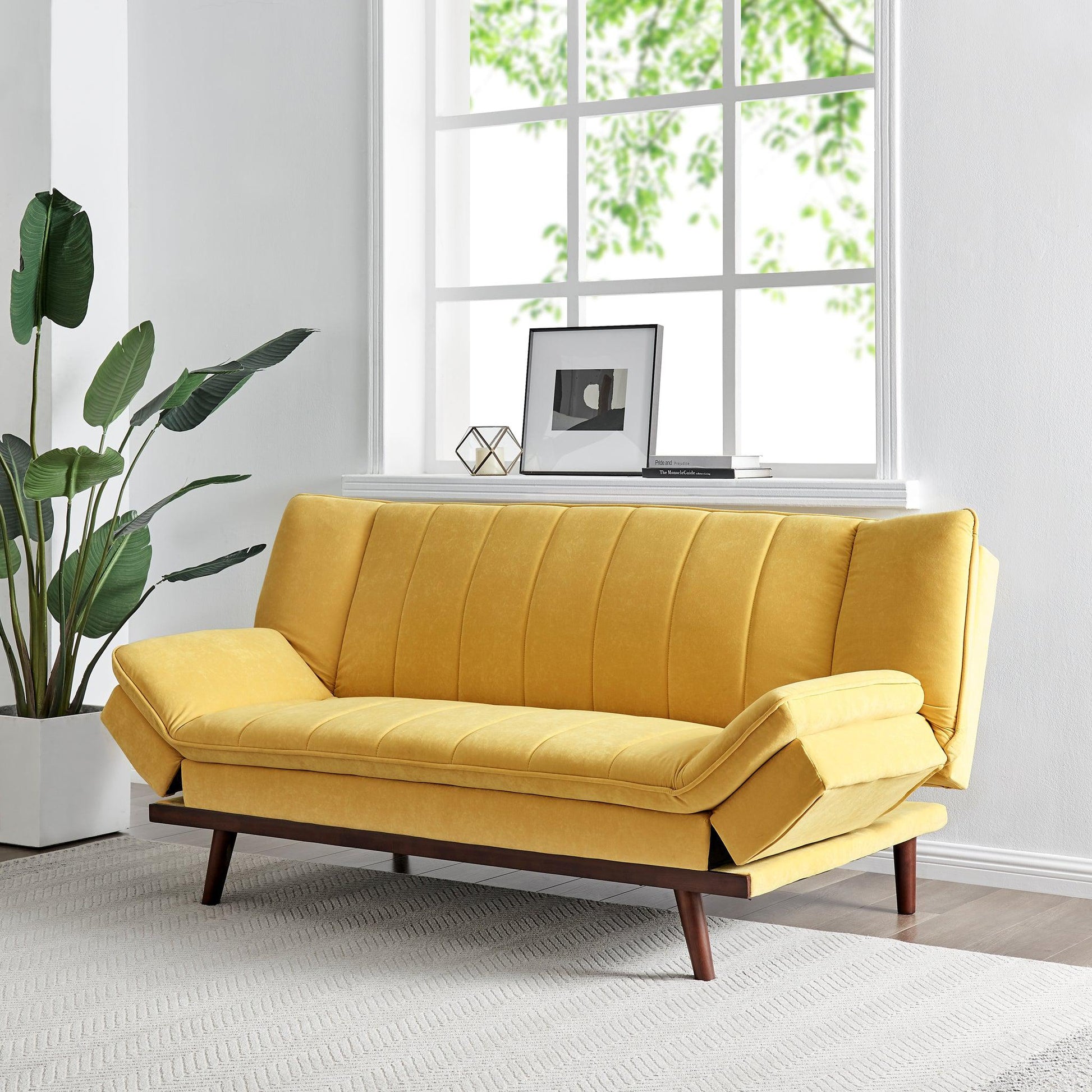 Yellow Velvet 3 Seater Sofa Bed - Mondaine Sofas Bargainia
