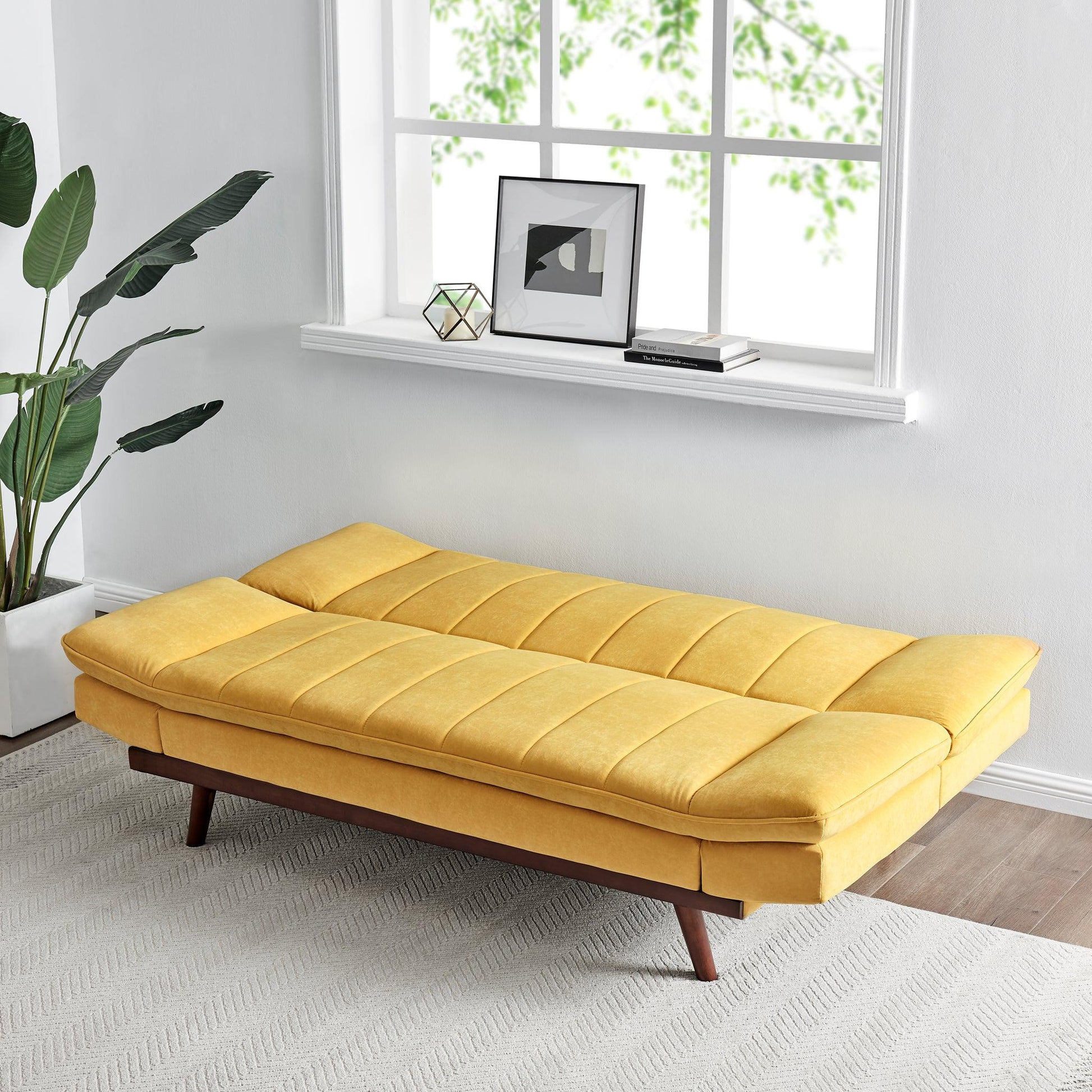 Yellow Velvet 3 Seater Sofa Bed - Mondaine Sofas Bargainia