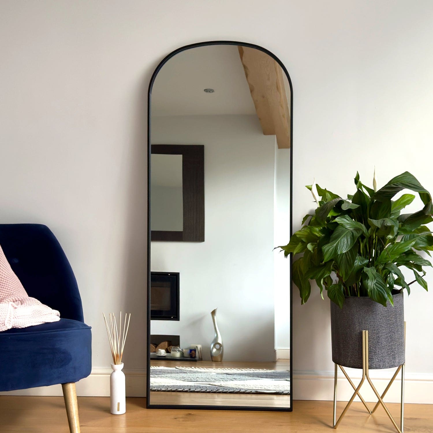 Yoko - Black Metal Gentle Arch Mirror - 150cm x 60cm - Bargainia.com - 
