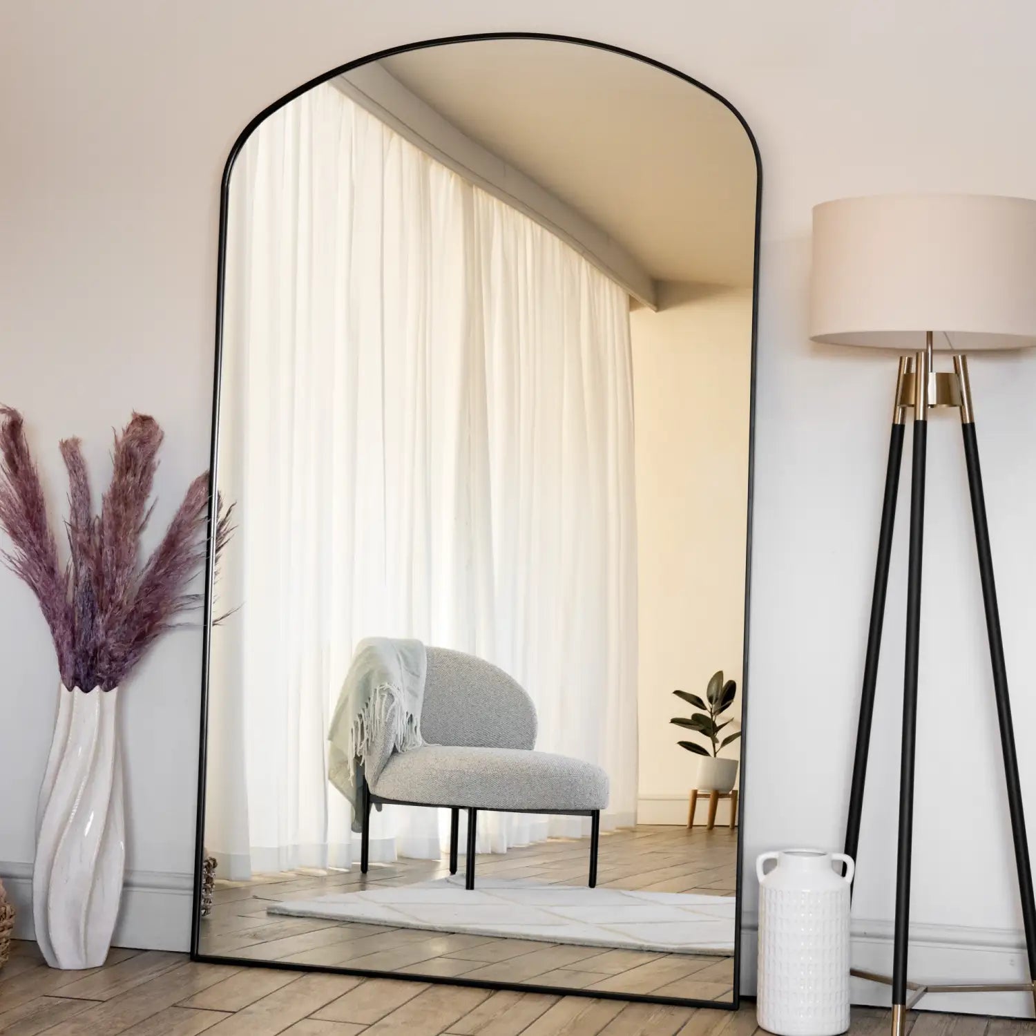 Yoko - Black Metal Gentle Arch Mirror - 200cm x 120cm - Bargainia.com - 5065017296902 - YOK200120BLK