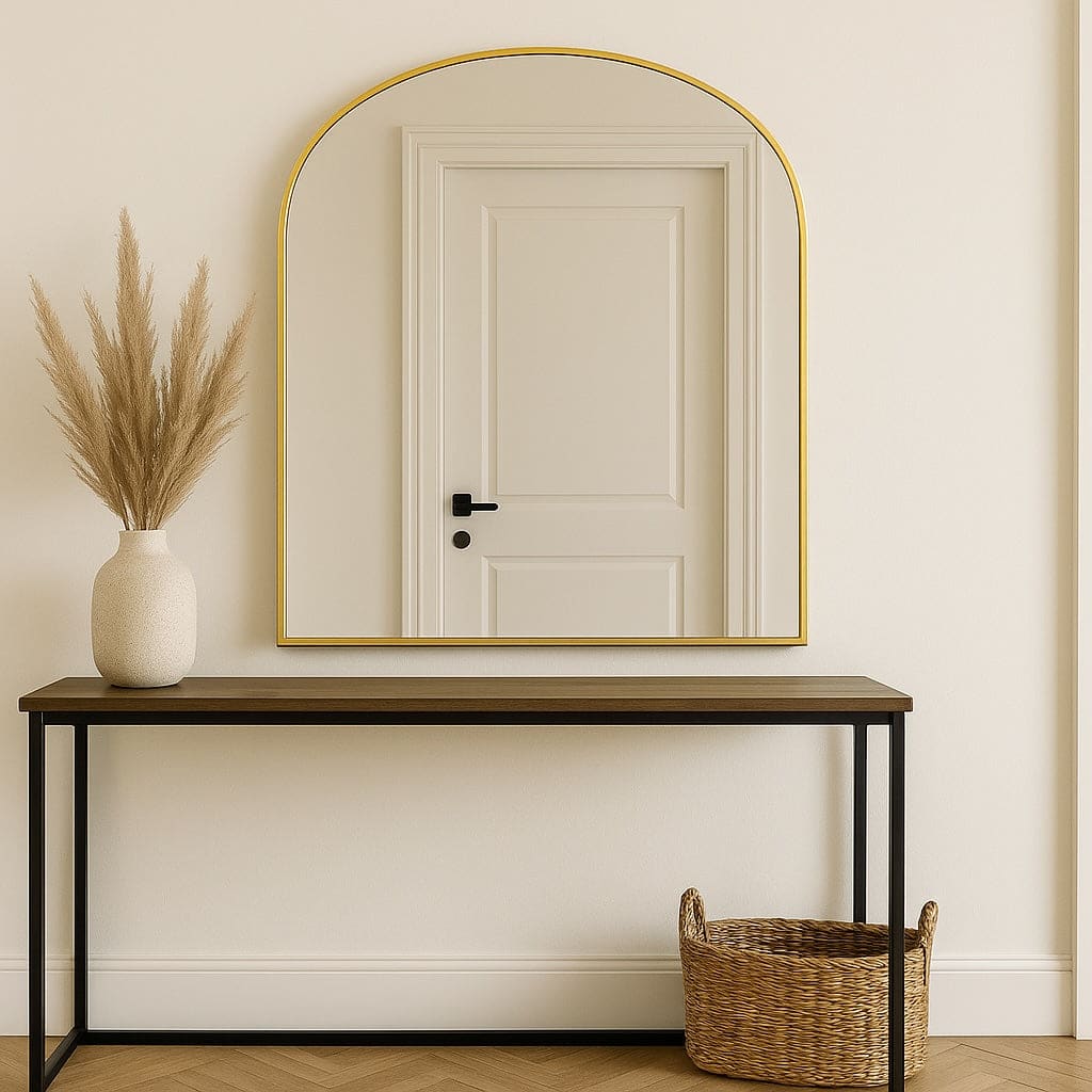 Yoko - Gold Metal Gentle Arch Mirror - 120cm x 95cm - Bargainia.com - 5061083361292 - YOK12095GLD