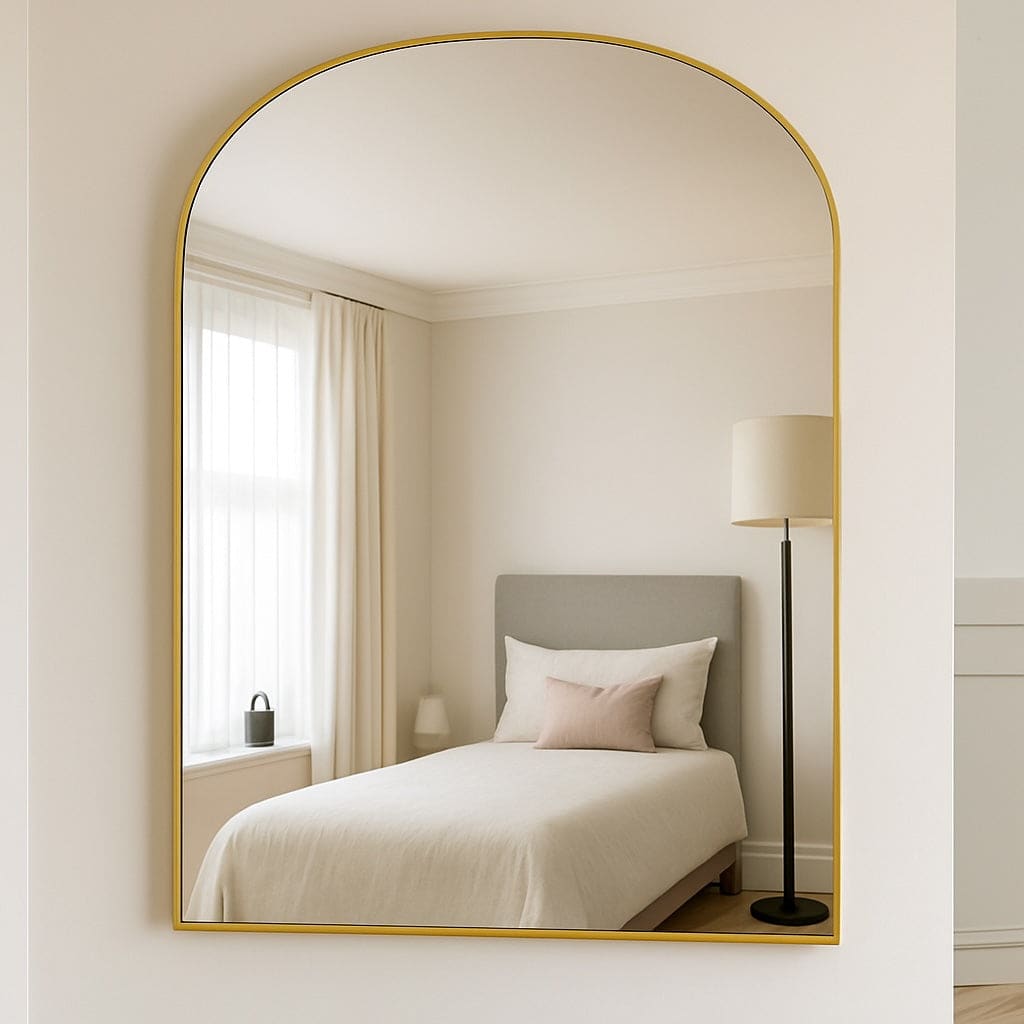 Yoko - Gold Metal Gentle Arch Mirror - 120cm x 95cm - Bargainia.com - 5061083361292 - YOK12095GLD