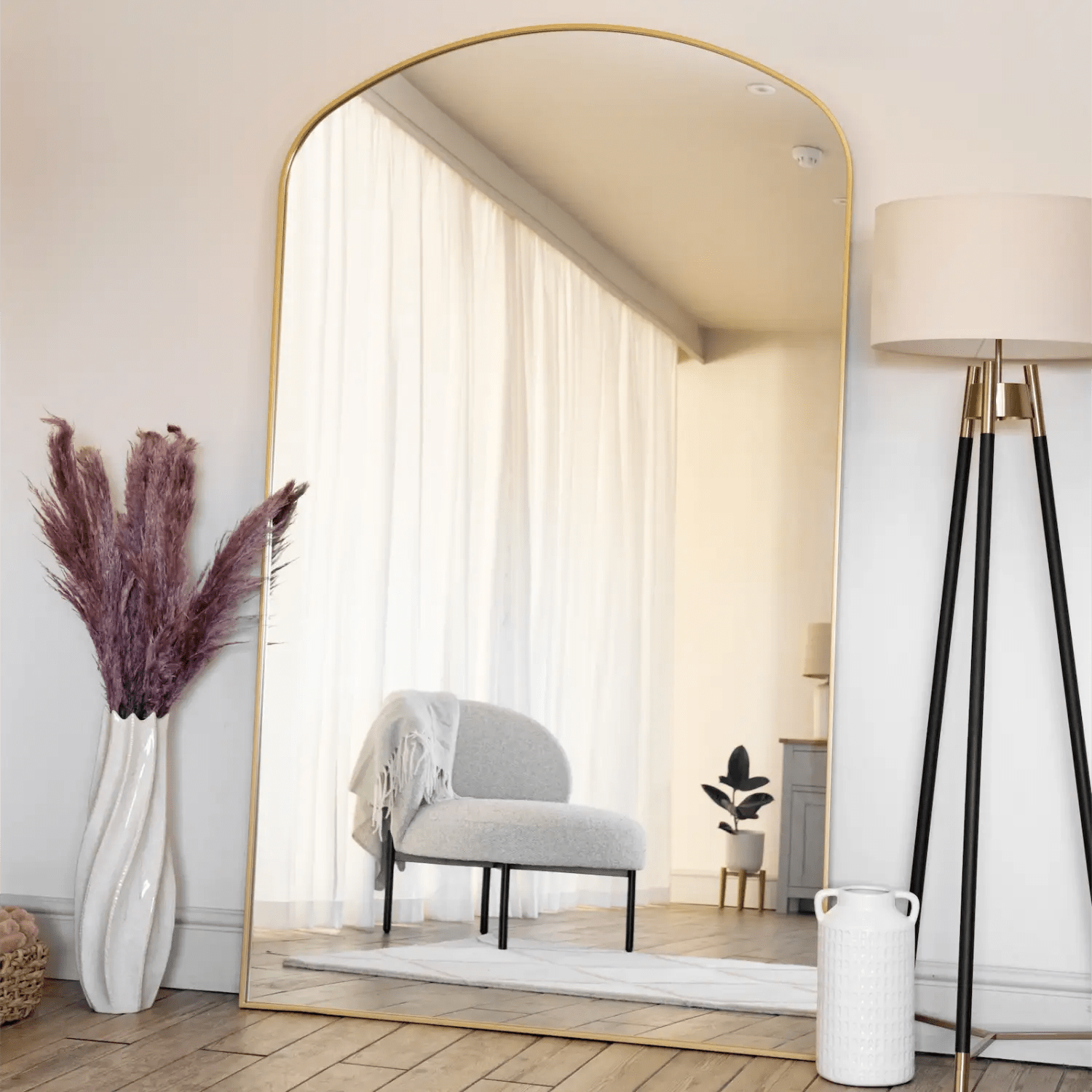 Yoko - Gold Metal Gentle Arch Mirror - 180cm x 105cm. - Bargainia.com - 