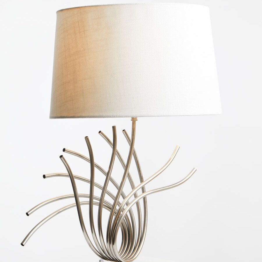 Zaha Brushed Chrome Spoke Table Lamp - Bargainia.com - 5018705993713