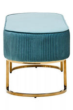 Zamora Green Velvet Ottoman Bench With Gold Finish Legs - Bargainia.com - 5018705981512