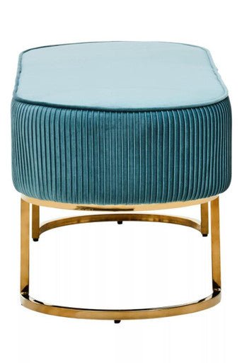 Zamora Green Velvet Ottoman Bench With Gold Finish Legs - Bargainia.com - 5018705981512