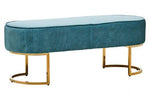 Zamora Green Velvet Ottoman Bench With Gold Finish Legs - Bargainia.com - 5018705981512