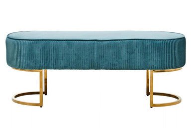 Zamora Green Velvet Ottoman Bench With Gold Finish Legs - Bargainia.com - 5018705981512