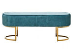Zamora Green Velvet Ottoman Bench With Gold Finish Legs - Bargainia.com - 5018705981512