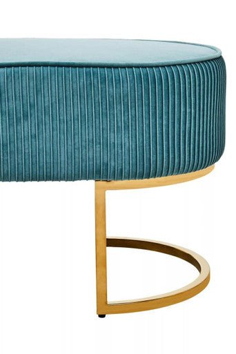 Zamora Green Velvet Ottoman Bench With Gold Finish Legs - Bargainia.com - 5018705981512