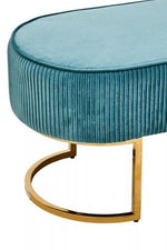 Zamora Green Velvet Ottoman Bench With Gold Finish Legs - Bargainia.com - 5018705981512