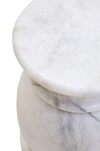 Zoro White Marble Stool And Side Table - Bargainia.com - 5063227016907