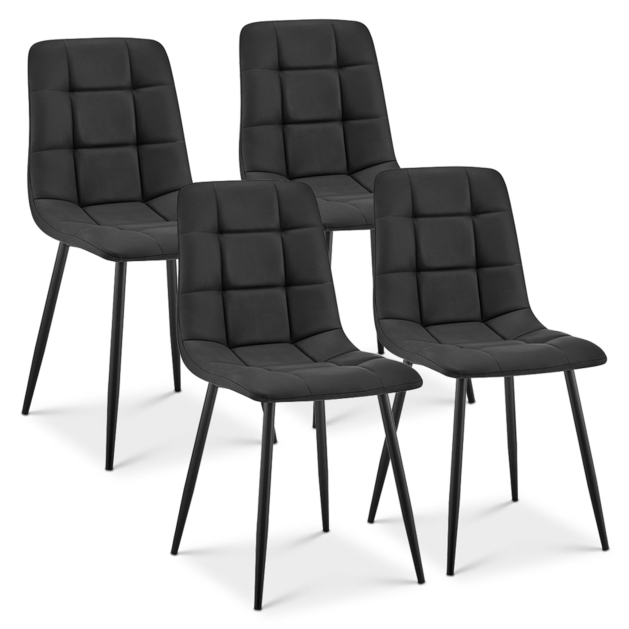 Zurich Dining Chair - Embossed Black Faux Leather - Bargainia.com - 5056536130273