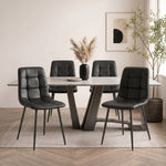 Zurich Dining Chair - Embossed Black Faux Leather - Bargainia.com - 5056536130273
