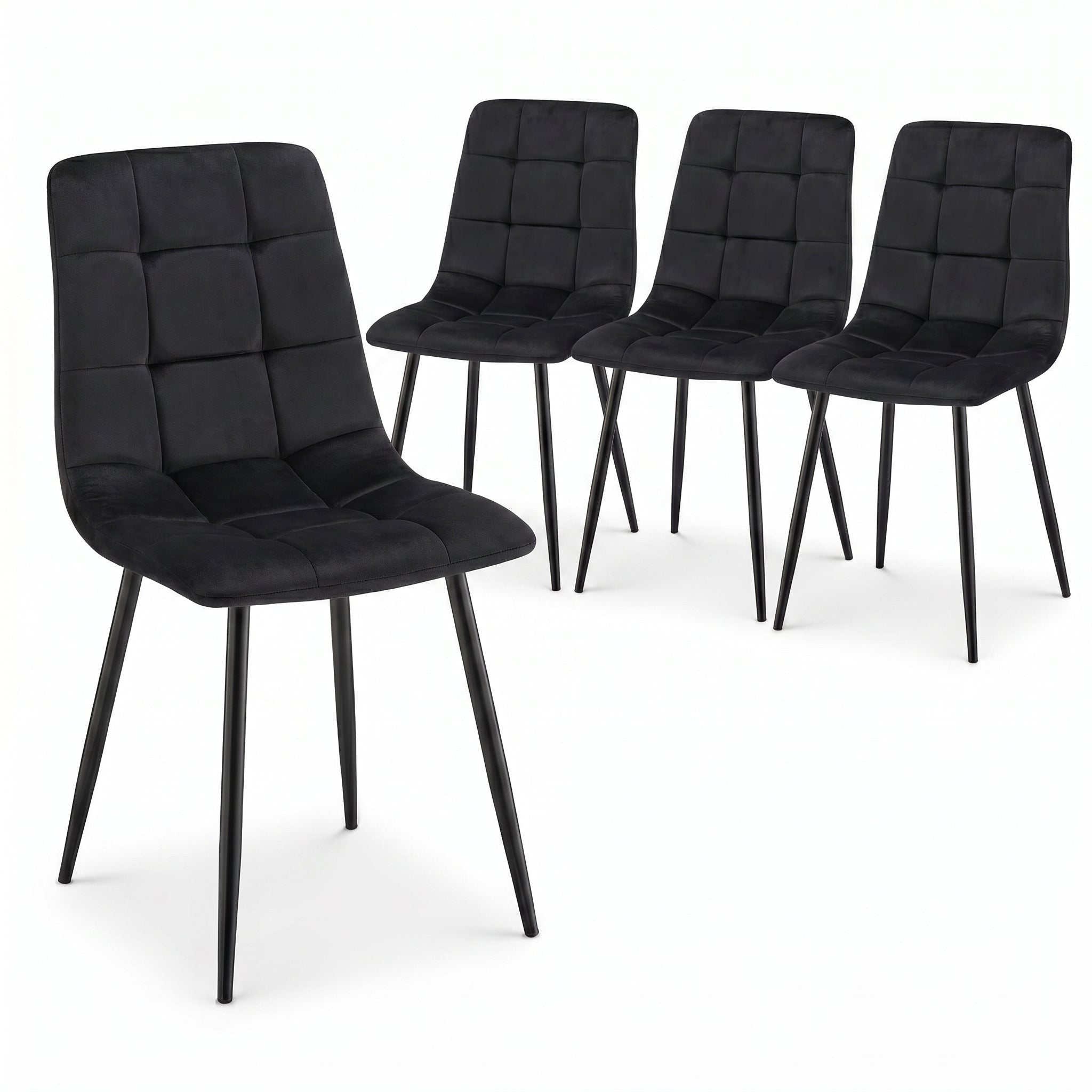 Zurich Dining Chair - Embossed Black Velvet - Bargainia.com - 5056536130211