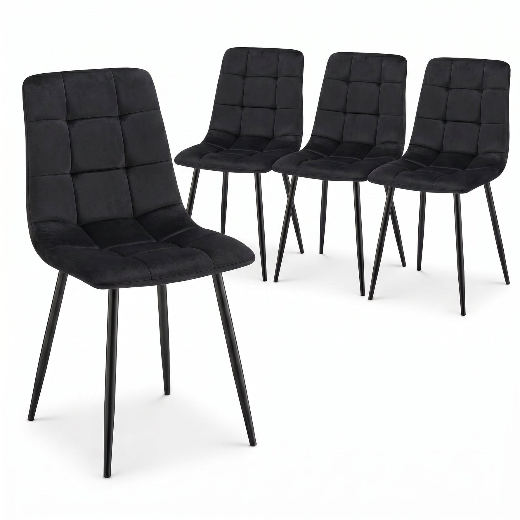 Zurich Dining Chair - Embossed Black Velvet - Bargainia.com - 5056536130211