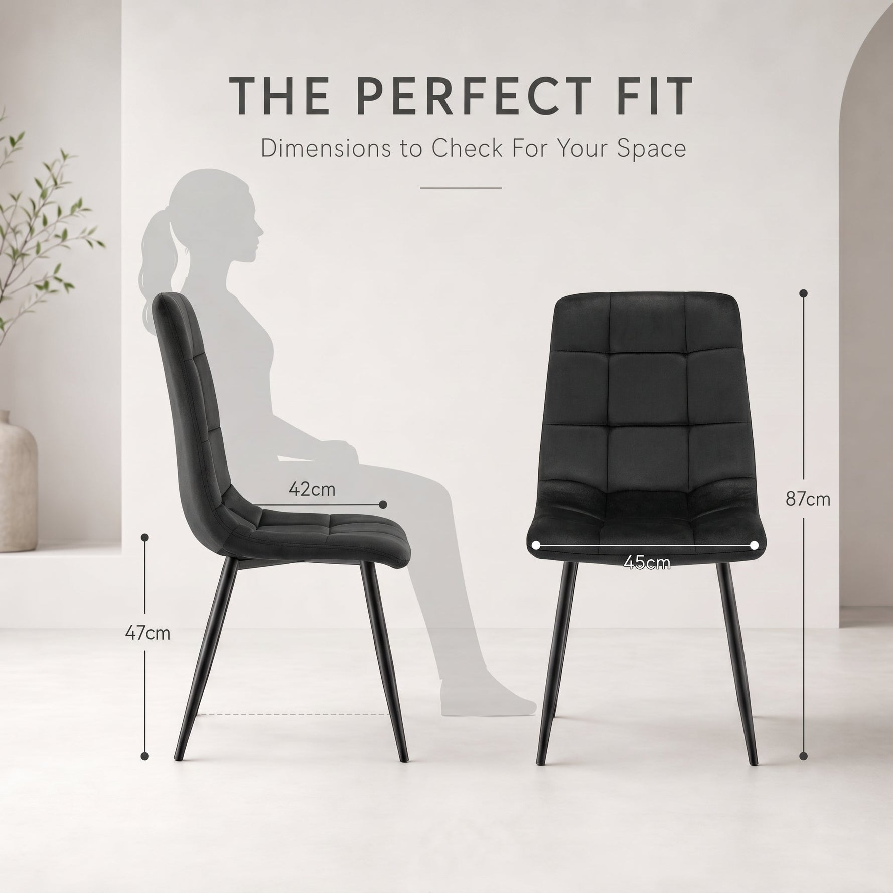 Zurich Dining Chair - Embossed Black Velvet - Bargainia.com - 5056536130211