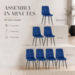 Zurich Dining Chair - Embossed Blue Velvet - Bargainia.com - 5056536130303