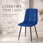 Zurich Dining Chair - Embossed Blue Velvet - Bargainia.com - 5056536130303