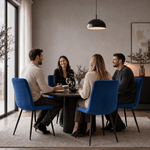 Zurich Dining Chair - Embossed Blue Velvet - Bargainia.com - 5056536130303