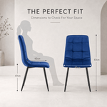 Zurich Dining Chair - Embossed Blue Velvet - Bargainia.com - 5056536130303