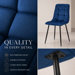 Zurich Dining Chair - Embossed Blue Velvet - Bargainia.com - 5056536130303