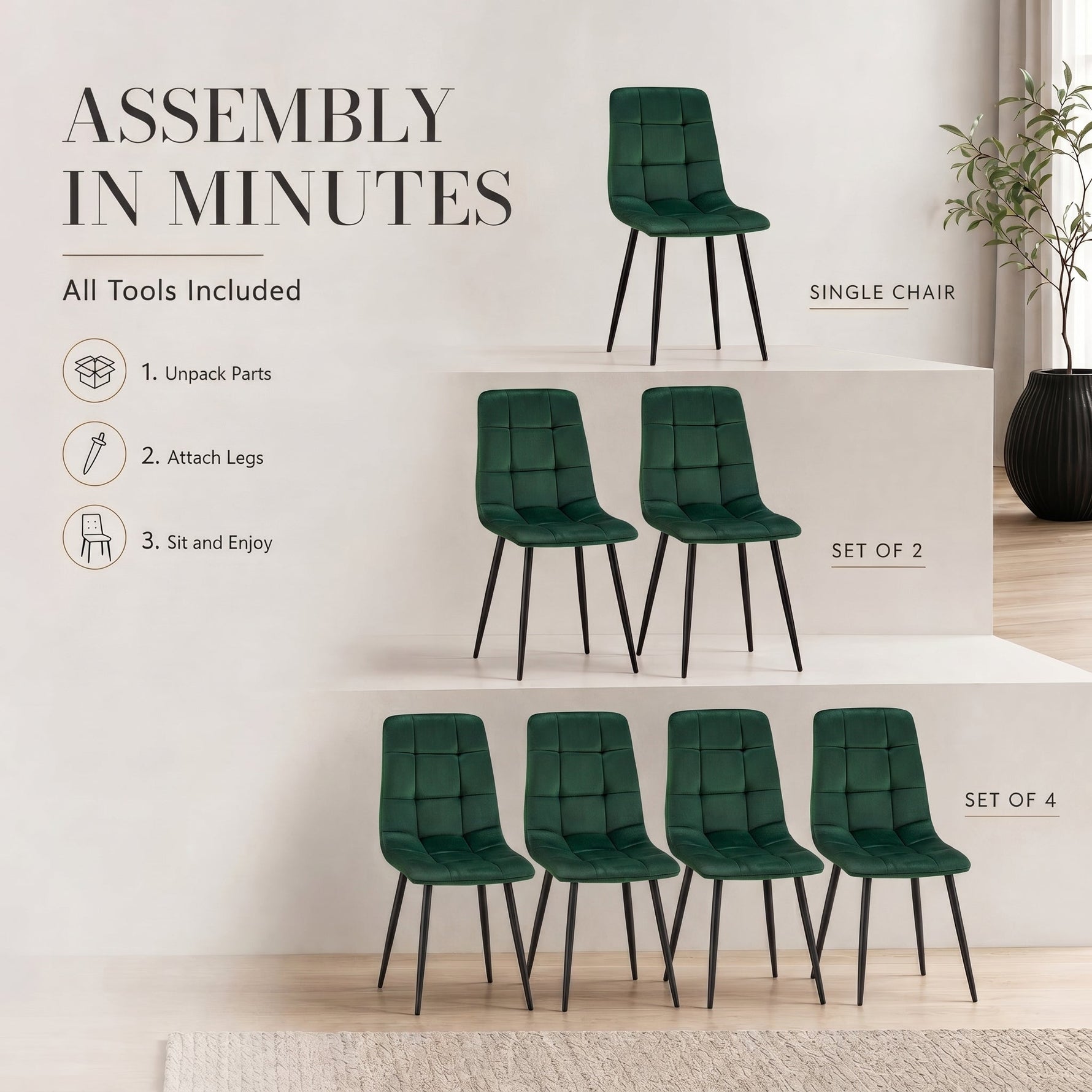 Zurich Dining Chair - Embossed Emerald Green Velvet - Bargainia.com - 5056536130228
