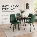 Zurich Dining Chair - Embossed Emerald Green Velvet - Bargainia.com - 5056536130228