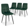 Zurich Dining Chair - Embossed Emerald Green Velvet - Bargainia.com - 5056536130228