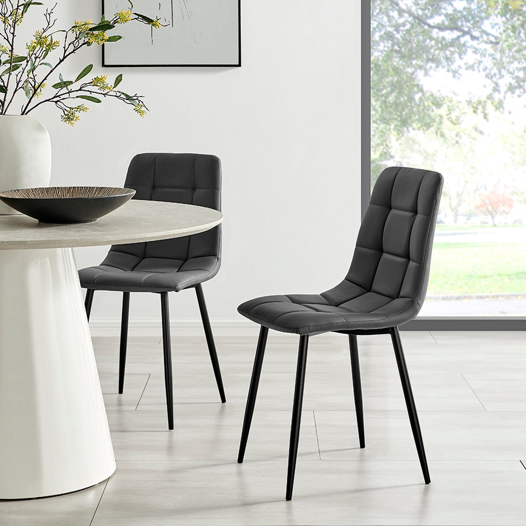 Zurich Dining Chair - Embossed Grey Faux Leather - Bargainia.com - 5056536130174