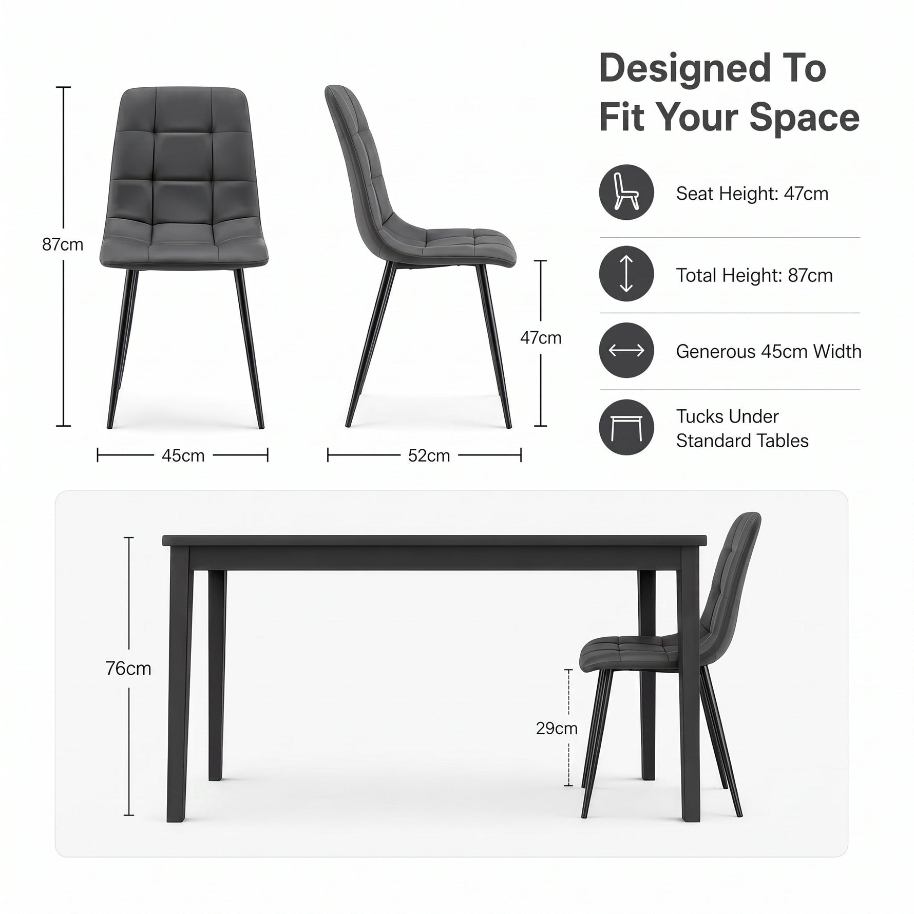 Zurich Dining Chair - Embossed Grey Faux Leather - Bargainia.com - 5056536130266