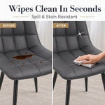 Zurich Dining Chair - Embossed Grey Faux Leather - Bargainia.com - 