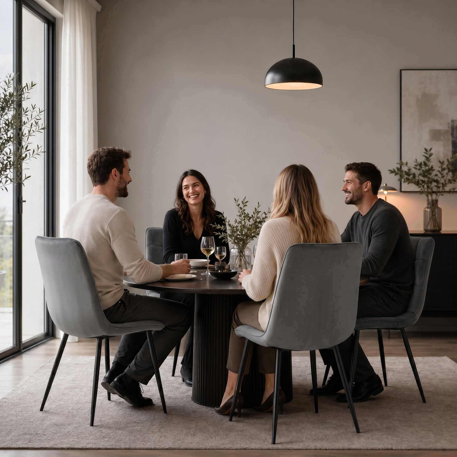 Zurich Dining Chair - Embossed Grey Velvet - Bargainia.com - 5056536130310