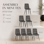Zurich Dining Chair - Embossed Grey Velvet - Bargainia.com - 5056536130310