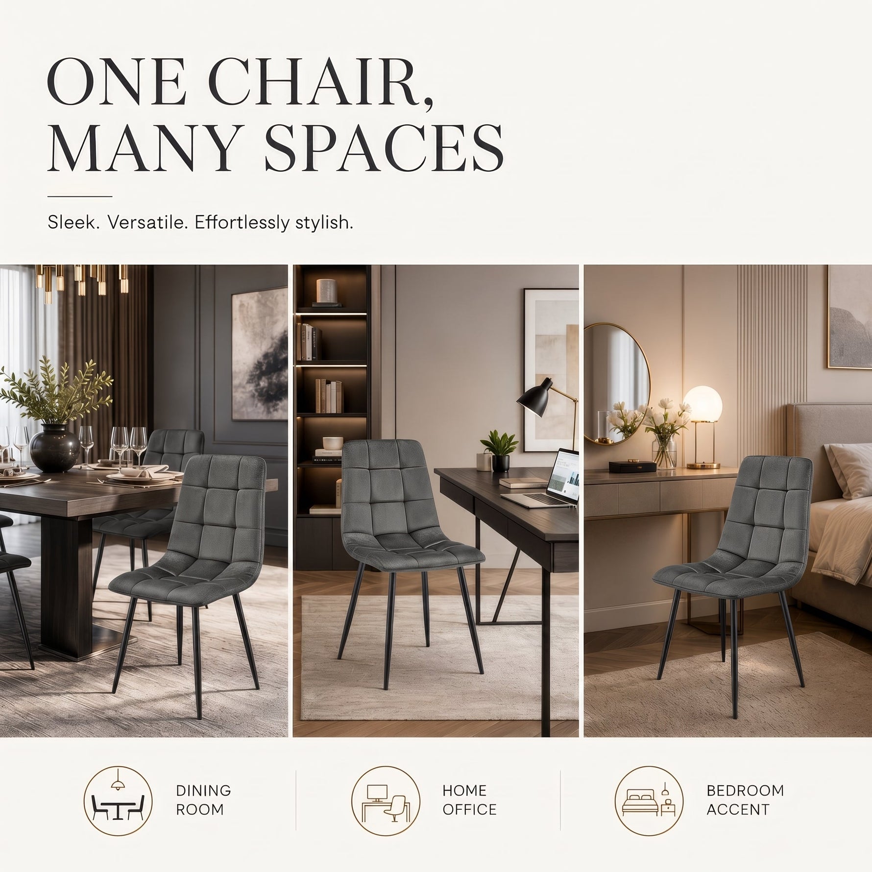 Zurich Dining Chair - Embossed Grey Velvet - Bargainia.com - 5056536130310