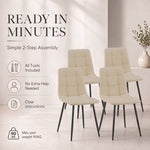 Zurich Dining Chair - Embossed Ivory White Faux Leather - Bargainia.com - 5056536130280
