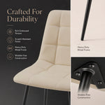 Zurich Dining Chair - Embossed Ivory White Faux Leather - Bargainia.com - 5056536130280