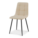 Zurich Dining Chair - Embossed Ivory White Faux Leather - Bargainia.com - 