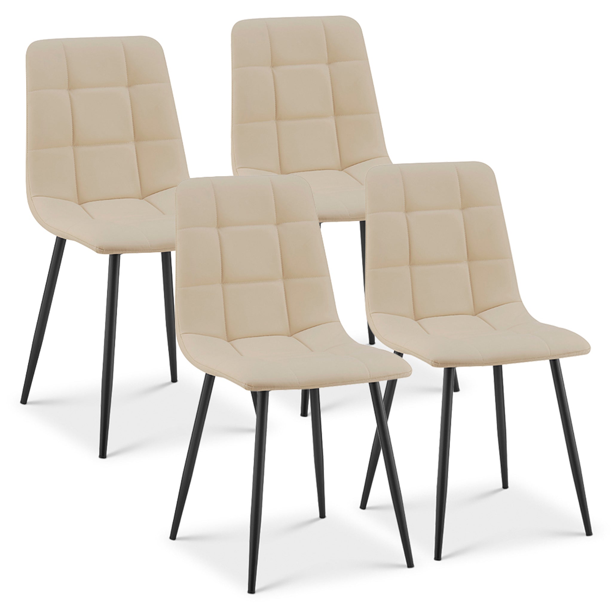 Zurich Dining Chair - Embossed Ivory White Velvet Bargainia Set of 4
