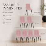 Zurich Dining Chair - Embossed Pink Velvet - Bargainia.com - 5056536130167