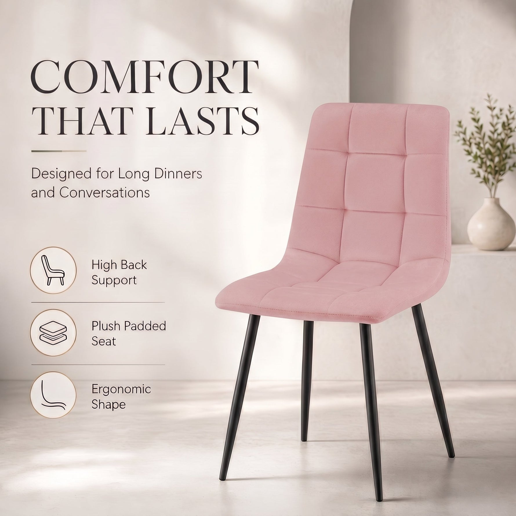 Zurich Dining Chair - Embossed Pink Velvet - Bargainia.com - 5056536130167