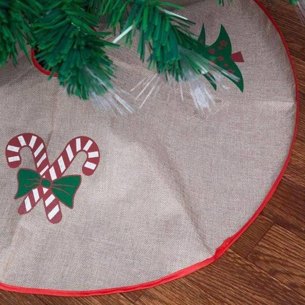 120cm Christmas Tree Skirt - Jute Candy Canes-5056150210795-Bargainia.com