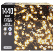 1440 LED Cluster Lights Indoor/Outdoor - Warm White - 18m Lighting Clearance