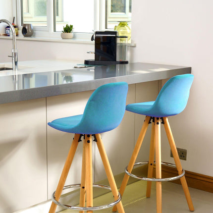 Scandi Style Adjustable Kitchen Bar Stools | Teal Blue | Set Of 2-5056150252931-Bargainia.com